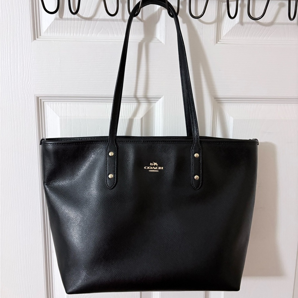 Coach City Zip Tote Bag Black Leather